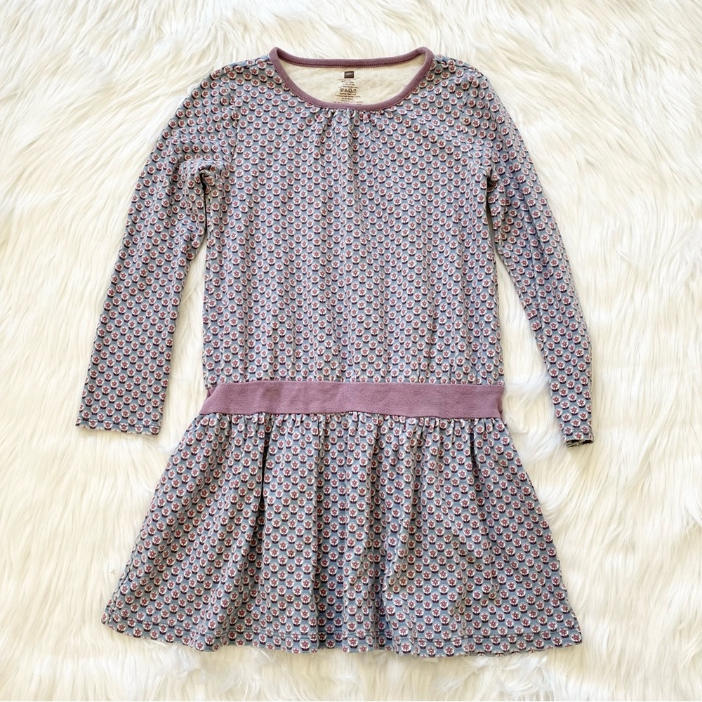 Tea Collection Mauve Patterned Long Sleeve Girls Dress
